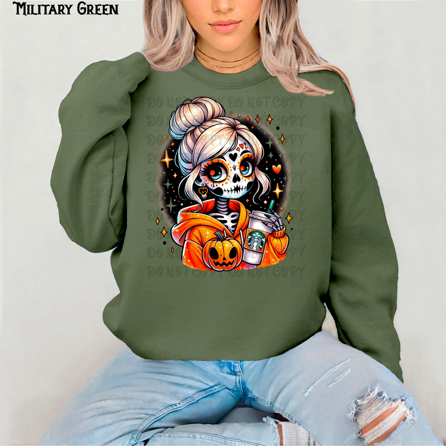Bun Skull Coffee Lady Sweatshirt