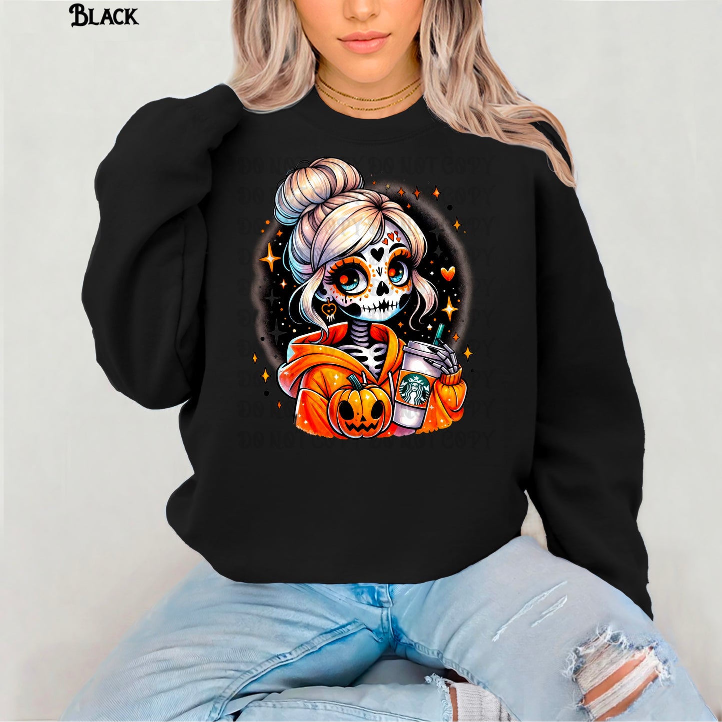 Bun Skull Coffee Lady Sweatshirt
