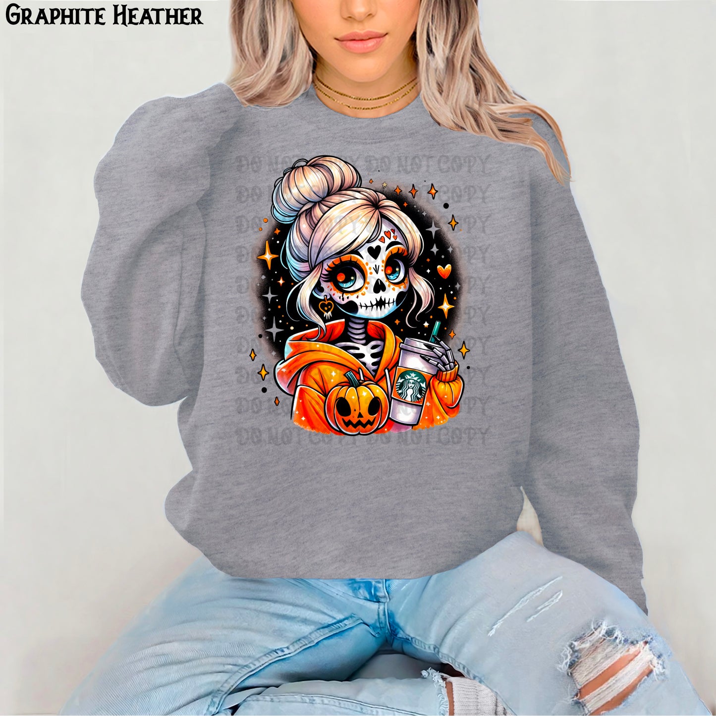 Bun Skull Coffee Lady Sweatshirt