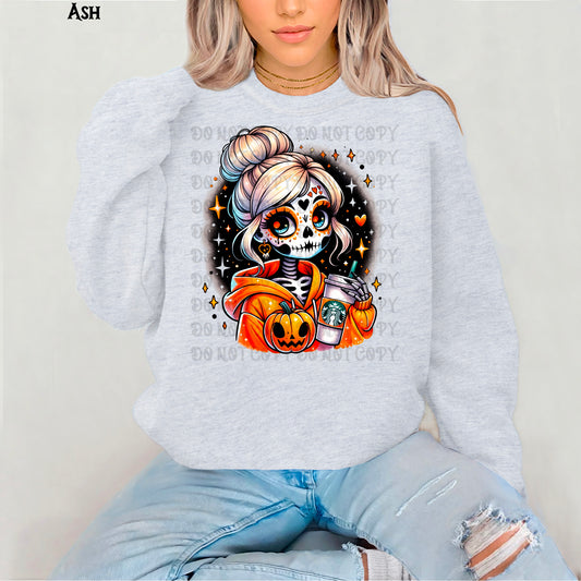 Bun Skull Coffee Lady Sweatshirt