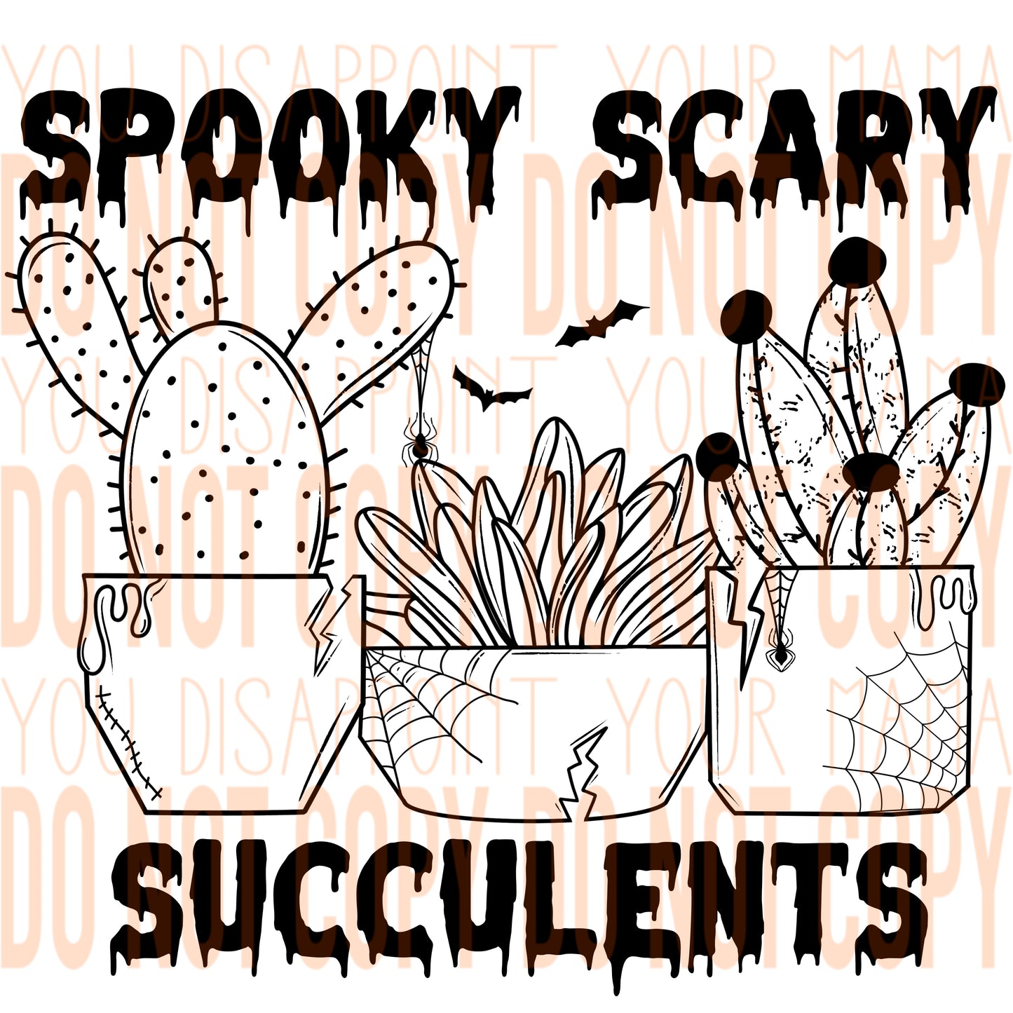 Spooky Scary Succulents transfer