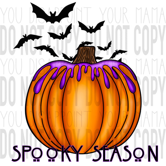 Spooky Season Pumpkin & Bats transfer