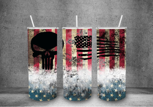 Skull American Flag Tumbler