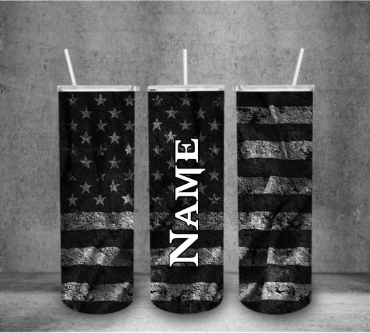 Blacked Out American Flag Tumbler